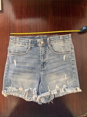 Windsor Light Blue Distressed Denim Shorts with Frayed Hem